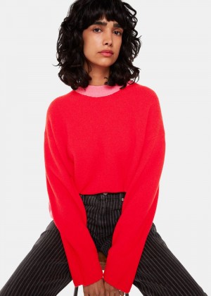 Whistles Colour Block Crew Neck Knitwear Red / Multicolor | US-84073HIPS