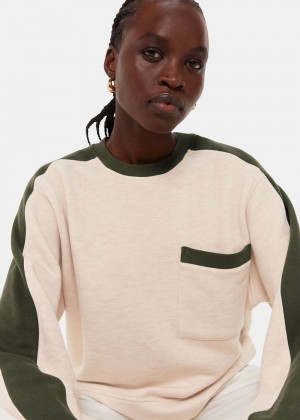 Whistles Colourblock Sweatshirt Khaki / Multicolor | US-45206HQWF