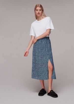 Whistles Contrast Leopard Skirts Blue / Multicolor | US-80514VZCN