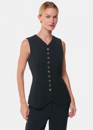 Whistles Cora Crepe Vest Black | US-50964XRJO