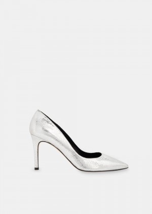 Whistles Corie Textured Heels Silver | US-92418KOHW