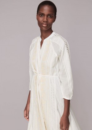 Whistles Cotton Embroidered Dress White | US-32870GTQE