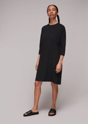 Whistles Cotton Pocket Dress Black | US-92574OWYT