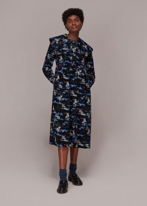 Whistles Cowboy Print Cord Collar Dress Multicolor | US-43729SWVC