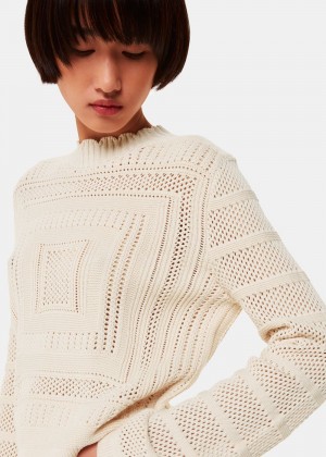 Whistles Crochet Detail Knitwear White | US-81793NPMJ