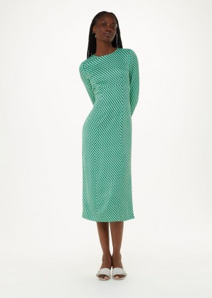 Whistles Crosshatch Print Minimal Dress Green / Multicolor | US-25467JRFG