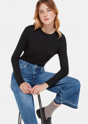 Whistles Curve Seam Detail Top Black | US-98064ZTUN