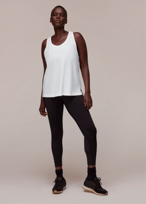 Whistles Curved Hem Active Vest Top White | US-78641VNHD