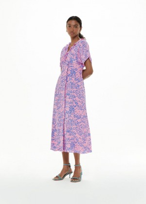 Whistles Dandelion Floral Midi Dress Pink / Multicolor | US-36709YNXP