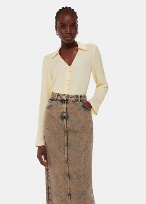 Whistles Daphne Button Front Shirts Neutral | US-40897GOUS