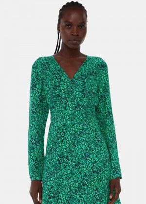 Whistles Dappled Floral Lori Dress Green / Multicolor | US-61475VFMC