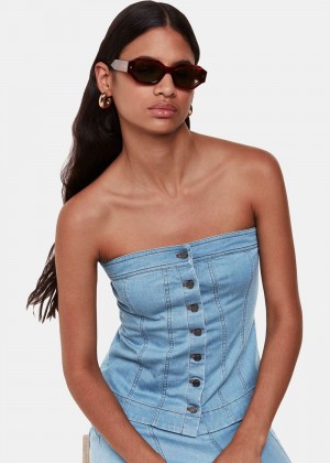 Whistles Denim Corset Top Blue | US-07584SNPM