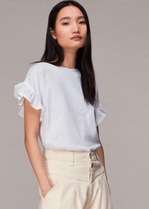 Whistles Drawstring Shoulder T-Shirt White | US-02978ZEIR