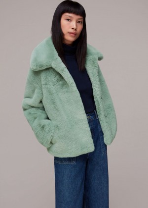 Whistles Drew Faux Fur Coat Blue | US-48651FYTK