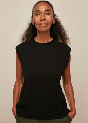 Whistles Easy Muscle Vest Top Black | US-81549MZQG