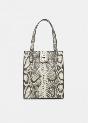 Whistles Eben Snake Mini Turn Lock Tote Bags Grey | US-61047ZFYT