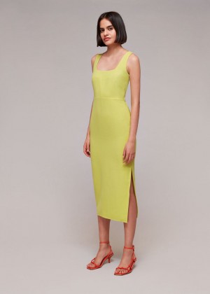 Whistles Elenor Square Neck Midi Dress Light Green | US-78302DYKI