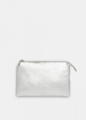 Whistles Elita Double Pouch Clutch Bags Silver | US-36950AFSJ