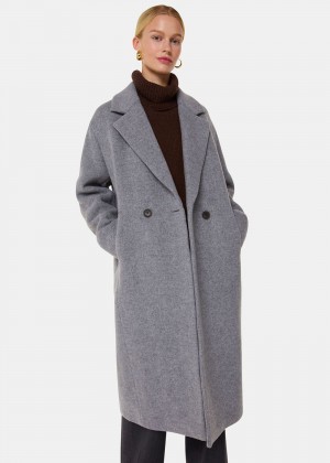 Whistles Eliza Double Breasted Coat Grey | US-50362ORMF