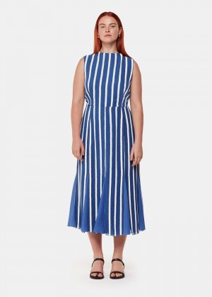 Whistles Eliza Stripe Print Midi Dress Blue / Multicolor | US-03587IWZL