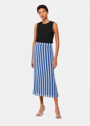 Whistles Eliza Stripe Printed Skirts Blue / Multicolor | US-27035DCGN