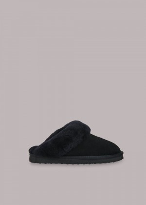 Whistles Emilia Cuff Slippers Black | US-28017LVEJ