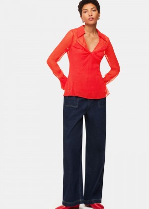 Whistles Emilia Twist Front Blouse Red | US-67025WTJG