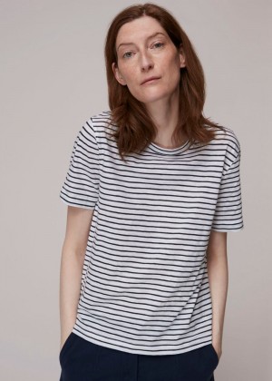 Whistles Emily Ultimate Stripe T-Shirt Navy / Multicolor | US-63952FCMP