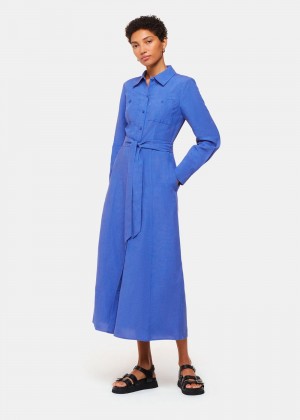 Whistles Estella Shirt Dress Blue | US-96341EGUM