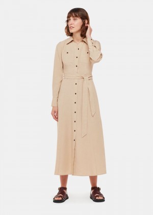 Whistles Estella Shirt Dress Neutral | US-04136FLPR