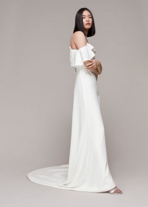 Whistles Esther Bardot Wedding Dress White | US-19365CSRJ