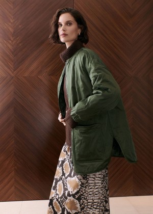 Whistles Esther Quilted Coat Khaki | US-47563IEZP