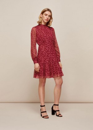 Whistles Falling Leaves Silk Dress Pink / Multicolor | US-59163DQLP