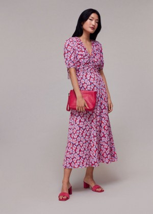 Whistles Farfalle Flower Midi Dress Pink / Multicolor | US-54089ICTP