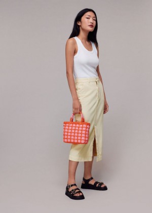 Whistles Flo Denim Midi Skirts White / Multicolor | US-38256JGMQ