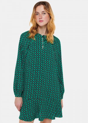 Whistles Floral Dot Flippy Dress Green / Multicolor | US-21630YXFI