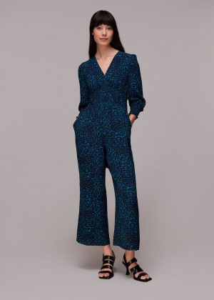 Whistles Forest Leopard Jumpsuit Turquoise / Multicolor | US-57684RZVP