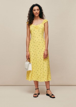 Whistles Forget Me Not Print Dress Yellow / Multicolor | US-60915YTON