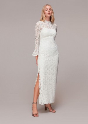 Whistles Frances Lace Wedding Dress White | US-83126AMDK