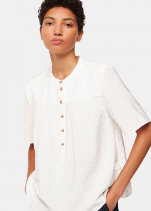 Whistles Freda Short Sleeve Top White | US-38549RPHT