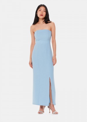 Whistles Gemma Strapless Maxi Dress Blue | US-72189YODJ