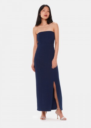 Whistles Gemma Strapless Maxi Dress Navy | US-20416COLR