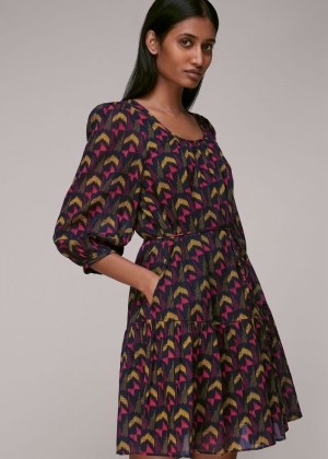 Whistles Geometric Ikat Trapeze Dress Black / Multicolor | US-13475CUEB