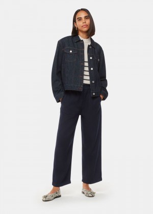 Whistles Georgia Casual Pants Navy | US-16298DOGH