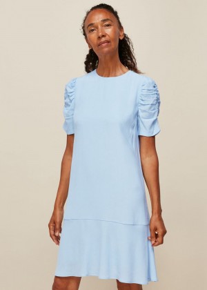 Whistles Georgina Zip Dress Blue | US-73285FWCK