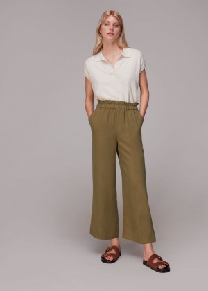 Whistles Grace Elasticated Pants Olive | US-70481DESN