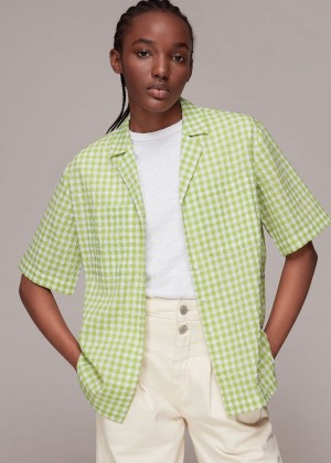 Whistles Grace Gingham Bowling Shirts Green / Multicolor | US-03521FIZR