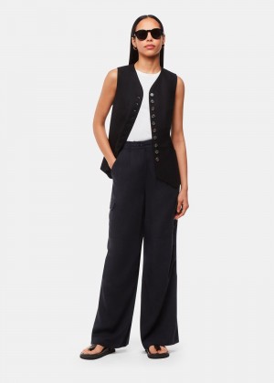 Whistles Grace Luxe Cargo Pants Navy | US-74865TSVJ