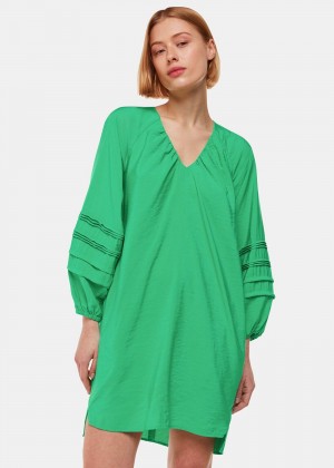 Whistles Grace V Neck Dress Green | US-49056SHGL