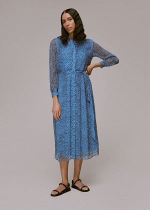 Whistles Gradient Animal Print Dress Blue / Multicolor | US-43691FBCI